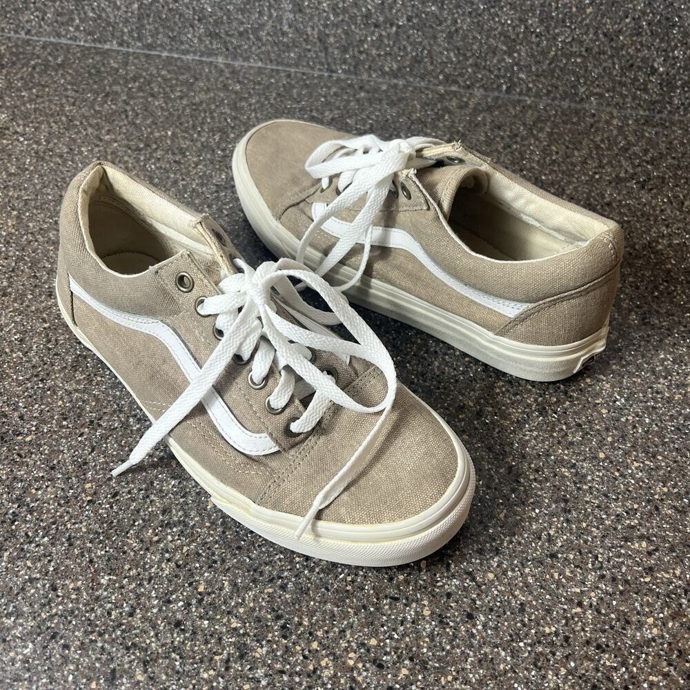 VANS Old Skool Classic Khaki Canvas Skate Shoes Womens 8.5 LaceUp Low Top Mens 7